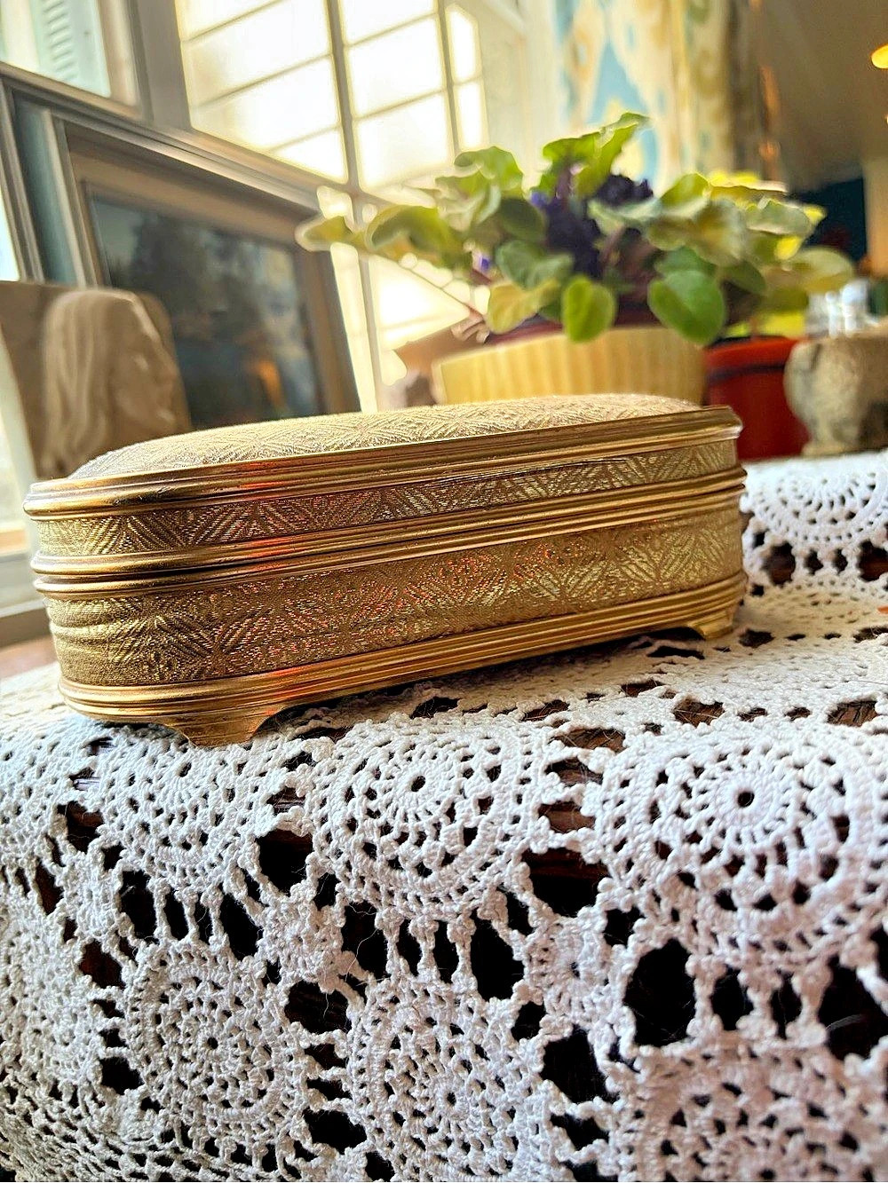 Vintage Gold Jewelry Case